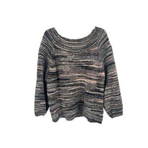 Express Chunky Knit Wool Blend Striped Sweater Brown Sz Large